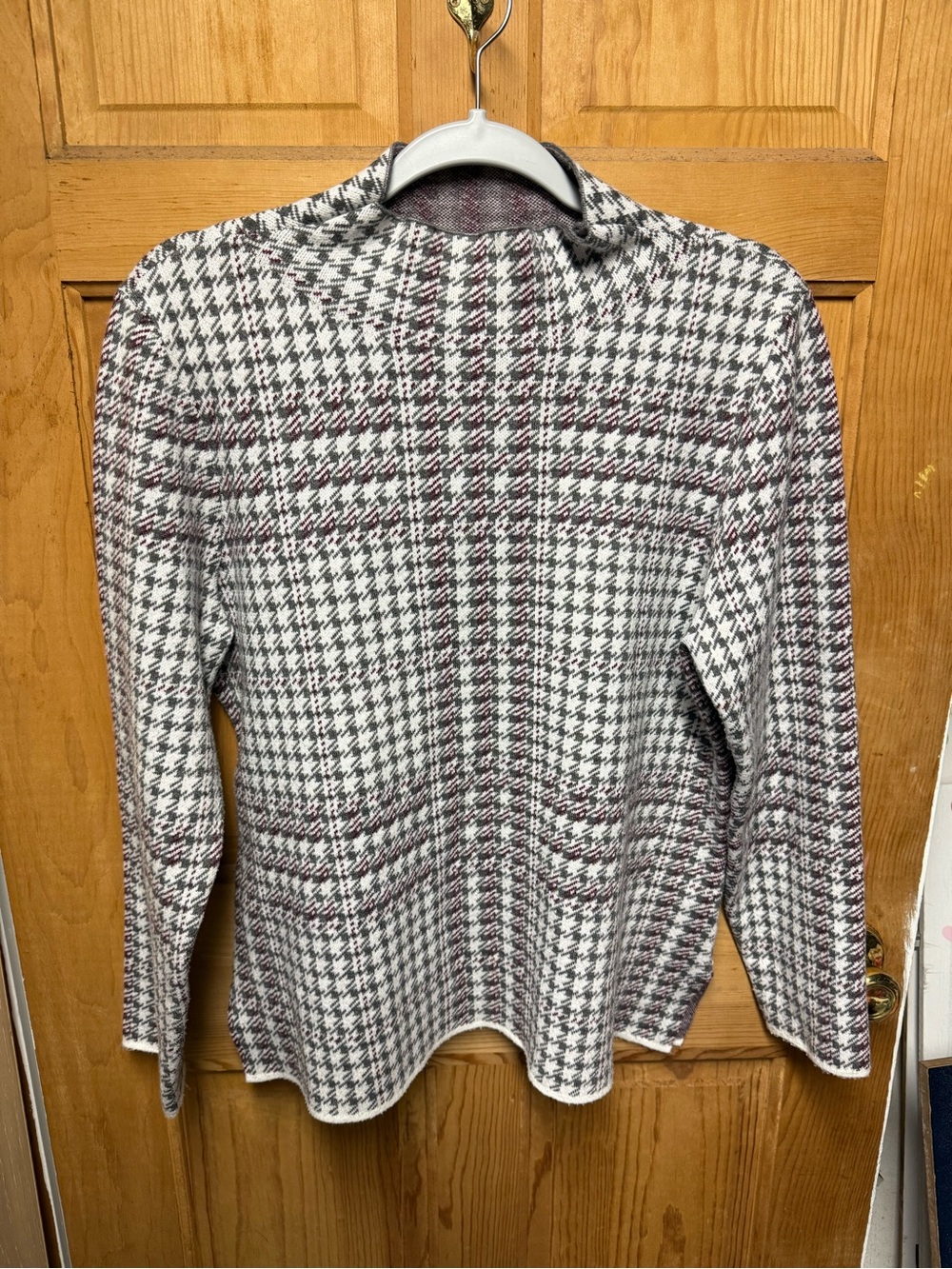 Appleseed's Petites Houndstooth Mock Neck Sweater, Size PL